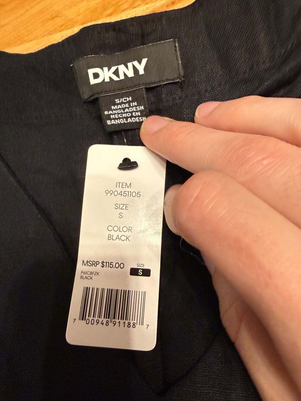 DKNY Sleeveless Midi Dress Size S Black Linen Blend